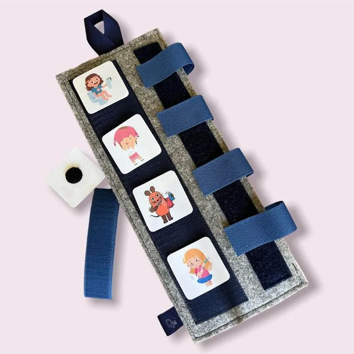 Interaktive Kinder-Checkliste mit bunten Aufgabenkärtchen